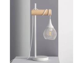 Candeeiro de Mesa LEDKIA (Branco - Alumínio, Madeira - 50x14x21 cm)