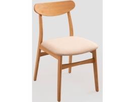Cadeira de Jantar SKLUM Cloda (Bege - Madeira de Borracha - 80 x 47 x 55 cm)