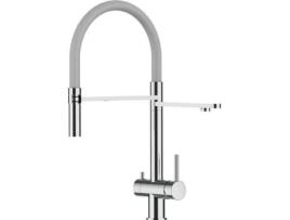 Torneira de cozinha VIZIO 3 Vias Tubo Giratória 360° Aço polido Cinza (Aço)