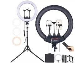 Ring Light com Suporte P/ 3 Telemóveis 46Cm