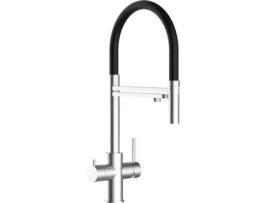 Torneira de cozinha VIZIO 5 Vias Tubo Giratória 360° Aço escovado Preto (Aço)