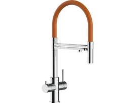 Torneira de cozinha VIZIO 5 Vias Tubo Giratória 360° Aço polido Laranja  (Aço)