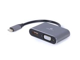 Cablexpert A-Usb3C-Hdmivga-01 Adaptador de Cabo de Vídeo 0.15 M Usb Type-C Hdmi + Vga D-Sub Cinzento