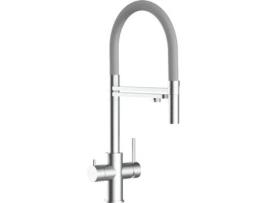 Torneira de cozinha VIZIO 5 Vias Tubo Giratória 360° Aço escovado Cinza (Aço)