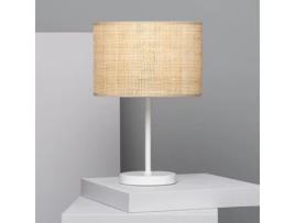 Candeeiro de Mesa ILUZZIA Baracoa (Branco - Ratán, Têxtil, Metal - 45x30 cm)