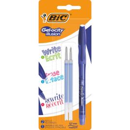 BIC Esferográfica Gel Apagável Gel-ocity® Illusion, Ponta Média 0,7 mm, Azul, com 2 Recargas
