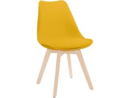 Cadeira de Jantar THINIA HOME Nórdico Amarelo (Polipropileno, Espuma PU, Madeira de Faia - 48x55x83 cm)
