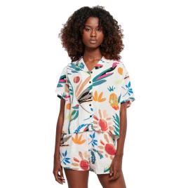 Urban Classics Camisa Manga Curta Viscose Resort L White Sand Fruity