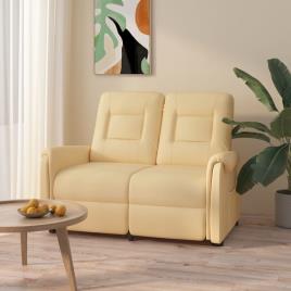 vidaXL Sofá reclinável 2 lugares tecido microfibra cor creme