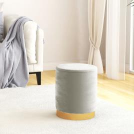 vidaXL Banqueta com arrumação redonda veludo cinzento-claro