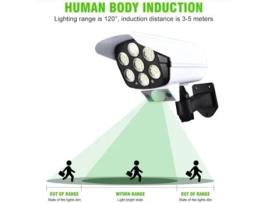 Luz Formato Câmera 77 Led'S Controle Remoto Sensor Movimento Bateria Recarregável Painel Solar Embutido