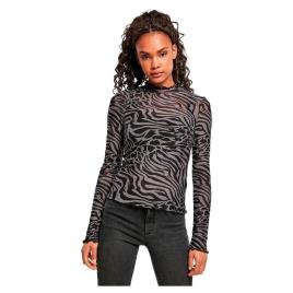 Urban Classics Top Feminino De Manga Comprida Com Gola Alta Urban Classics Aop Mesh (gt) 2XL Dark Grey / Black