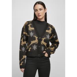 Urban Classics Cardigan Feminino Grande Natal De Grandes Dimensões Urban Classics 2XL Black / Gold