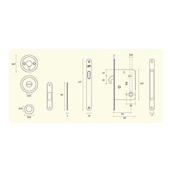 Fechadura para porta CORRER INOX + CONCHA 20.241F