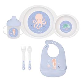 Saro Baby Vajilla 6 piezas Ocean Life Plato + Bol + Taza Antigoteo + B