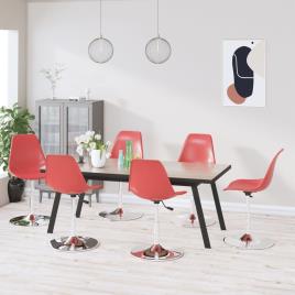 vidaXL Cadeiras de jantar giratórias 6 pcs PP vermelho