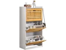 Sapateira SOBUY (Castanho, Branco - 55x30x112 cm)