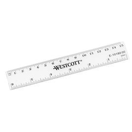 WESTCOTT Régua 15 cm/6', Centímetros/Polegadas, Transparente