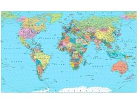 Papel de Parede OEDIM Mapa Mundi (Multicolorido - 200x150 cm - Vinilo)