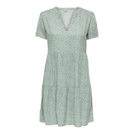 Only Vestido Curto Sem Mangas Zally Life Thea XS Chinois Green / Aop White Leafs