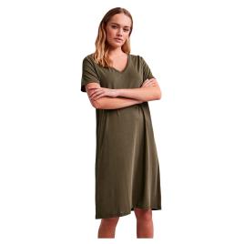Pieces Vestido Longo Manga Curta Kamala V Neck M Grape Leaf
