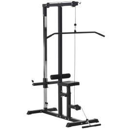 Homcom Máquina De Musculación Estación De Entrenamiento Con Polea Y Asiento Regulable Para Fitness Entrenamiento En Gimnasio Hogar Oficina Carga Máx. 100 Kg One Size Black