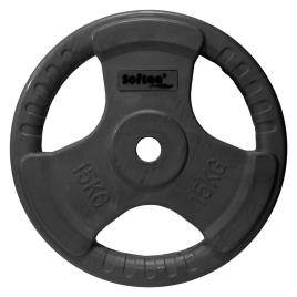 Softee Placa De Peso Revestida De Borracha 15 Kg 15 kg Black