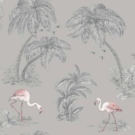 DUTCH WALLCOVERINGS 426219 Wallpaper Flamingo Grey