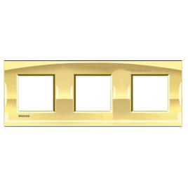 Espelho triplo para 6 módulos LIVING LIGHT DOURADO