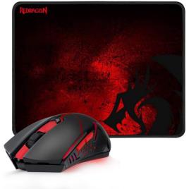 Redragon Pack Raton Gaming Inalambrico USB 2400dpi 6 Botones + Alfombrilla Gaming