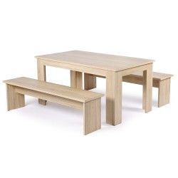 Conjunto Mesa de Jantar MUNICH + 2 Bancos Carvalho