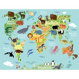 Sticker decorativo MAPA MUNDO ANIMAIS