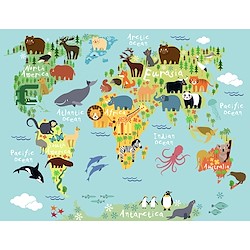 Sticker decorativo MAPA MUNDO ANIMAIS