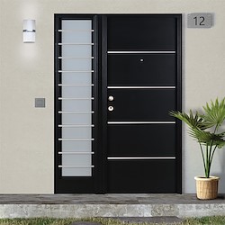 Porta de entrada metálica FRISO 89X208CM PRETA DIREITA