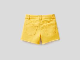 Benetton, Calções Em Algodão Misto Stretch, tamanho 2Y, Amarelo, Crianças