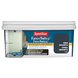 Esmalte para azulejos acetinado CASA DE BANHO CINZA GRANITO 2L SYNTILOR