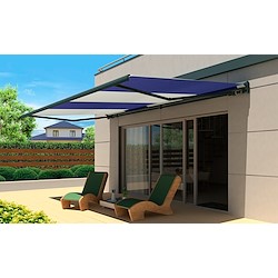 Toldo motorizado simples COIMBRA ANTRACITE 6X3.5M RISCAS AZUIS