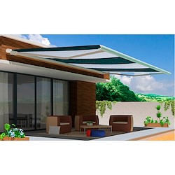 Toldo motorizado cofre AVEIRO BRANCO 7X3.5M RISCAS VERDES