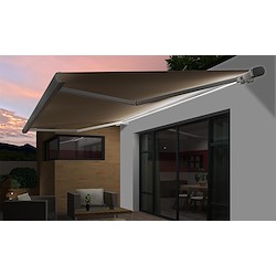 Toldo motorizado cofre com LED AVEIRO BRANCO 7X3.5M TAUPE