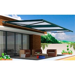 Toldo motorizado cofre com LED AVEIRO ANTRACITE 7X3.5M RISCAS VERDES