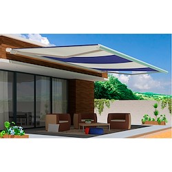 Toldo motorizado cofre AVEIRO BRANCO 7X3.5M RISCAS AZUIS