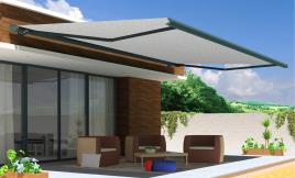 Toldo motorizado cofre com LED AVEIRO ANTRACITE 7X3.5M BRANCO