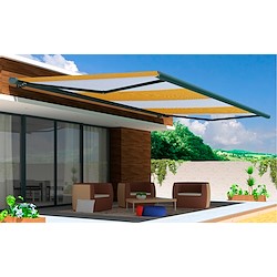 Toldo motorizado cofre com LED AVEIRO ANTRACITE 7X3.5M RISCAS AMARELO