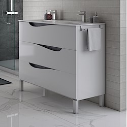 Móvel de casa de banho TRILINE CHAO 100 BRANCO / CINZA