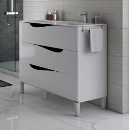 Móvel de casa de banho TRILINE 80CM BRANCO / PRETO