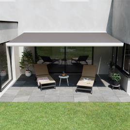 Toldo motorizado cofre NATERIAL NORI BRANCO COM TELA CINZA 5X3M