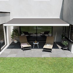 Toldo motorizado cofre NATERIAL NORI BRANCO COM TELA CINZA 5X3M