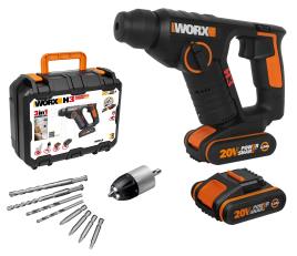 Martelo perfurador a bateria  WX394.6 3 EM 1 20V 2 BATERIAS 2AH