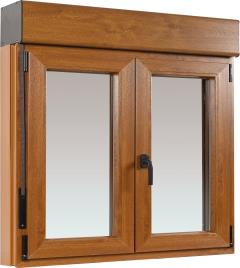 Janela de PVC ARTENS OSCILOBATENTE 120X119CM CARVALHO (COM ESTORE E CALHA PARA MOSQUITEIRA)