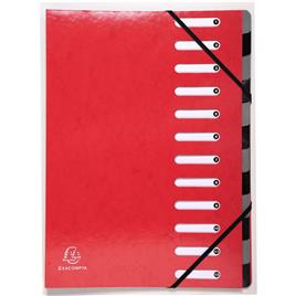 EXACOMPTA Separador em Branco, Cartão, 12 Secções, A4, Vermelho